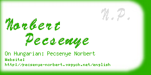 norbert pecsenye business card